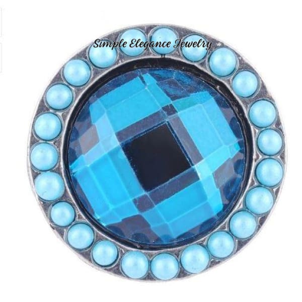 Turquoise Large Rhinestone Snap Charm 20mm for Snap Charm Jewelry - Snap Jewelry