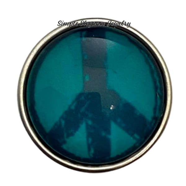 Turquoise Peace Sign Snap Charm 20mm - Snap Jewelry