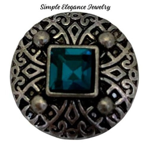 Turquoise Rhinestone Snap Charm 20mm - Snap Jewelry
