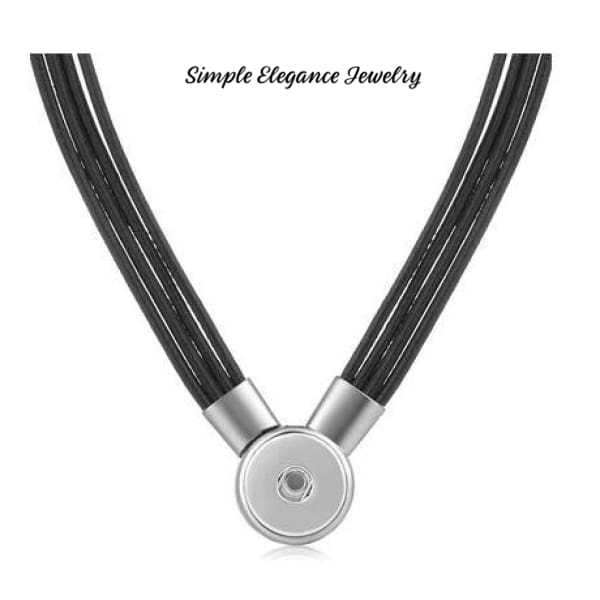 Leather Magnetic Necklace-4 Strand Leather 20mm for Snap Jewelry - Black - Snap Jewelry