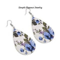 Vinyl Earrings- Blue Floral Vinyl-NEW LOWER PRICE - Earrings