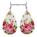 Vinyl Teardrop Floral Earrings-NEW LOWER PRICE - Earrings