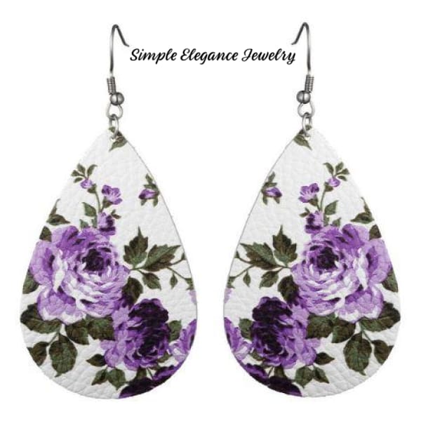 Vinyl Teardrop Purple Floral Earrings-NEW LOWER PRICE - Earrings