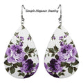 Vinyl Teardrop Purple Floral Earrings-NEW LOWER PRICE - Earrings