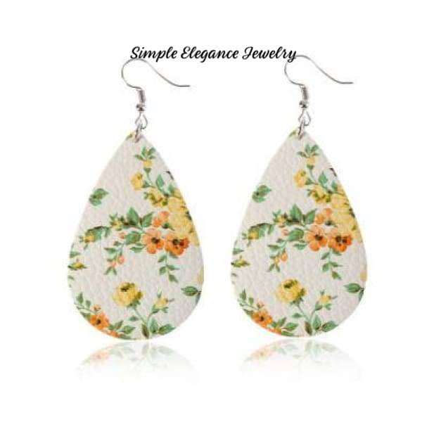 Vinyl Teardrop Floral Earrings - Earrings