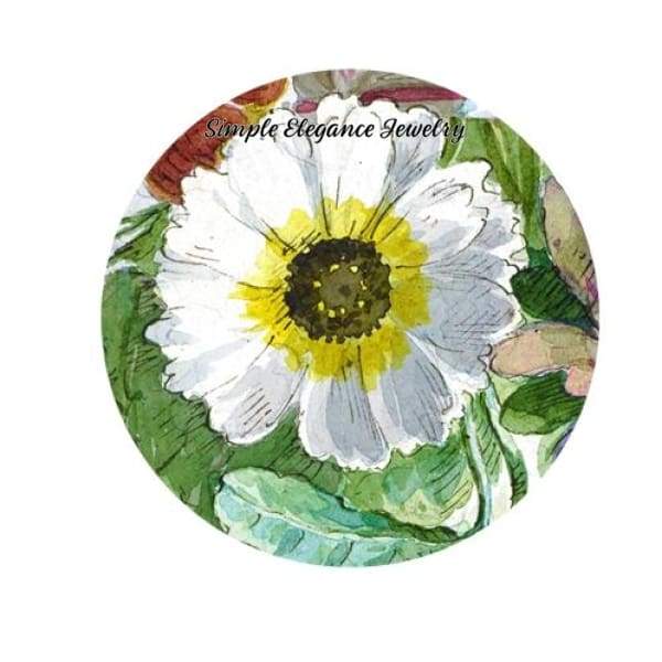 White Daisy Flower Snap Charm 20mm - Snap Jewelry