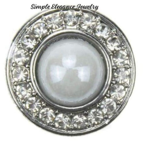 White Pearl Bling Snap Charm 18mm for Snap Jewelry - Snap Jewelry