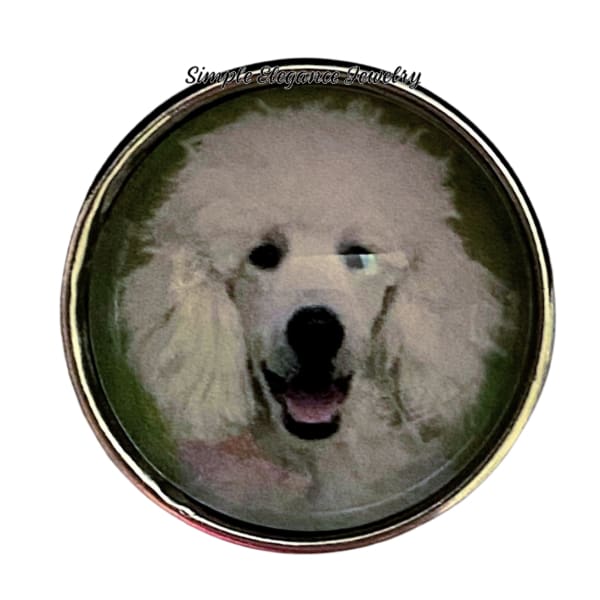 White Poodle Dog Snap Charm 20mm - Snap Jewelry