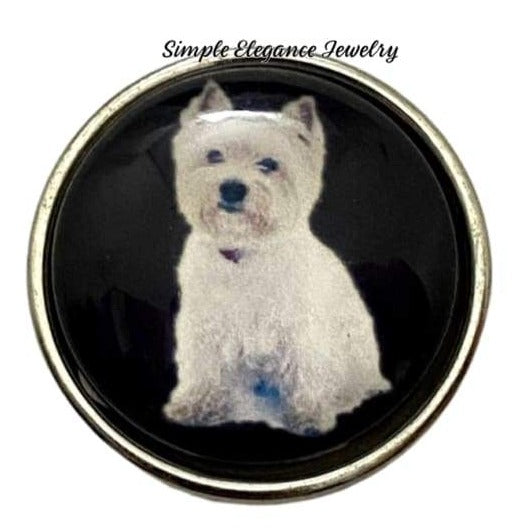 White Westie Dog Snap Charm 20mm - Snap Jewelry