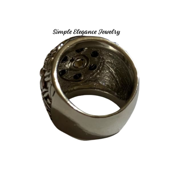 Wide Band Floral Mini Snap Ring - Snap Jewelry