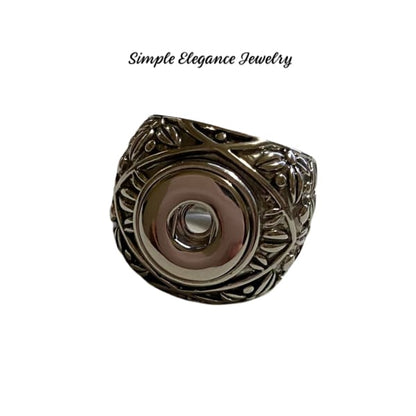 Wide Band Floral Mini Snap Ring - Snap Jewelry