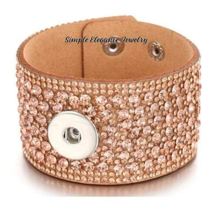 Wide Band Rhinestone Single Snap Bracelet - Gold - Snap Jewelry