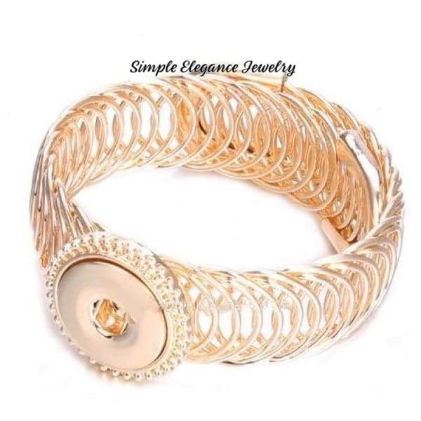 Wide Cuff Single Snap Spring Bracelet 18mm-20mm Snaps - Gold - Snap Jewelry