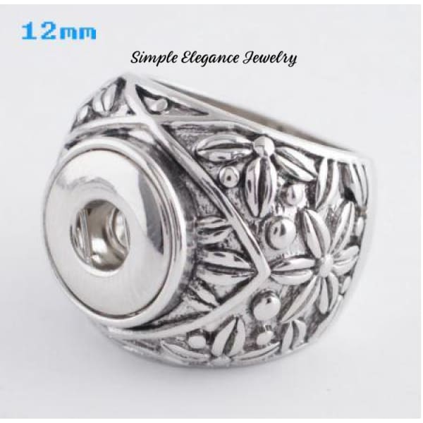 Wide Floral Snap Ring - Snap Jewelry