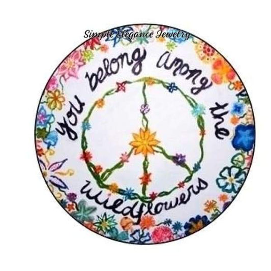 Wild Flowers Peace Sign Snap Charm - Snap Jewelry