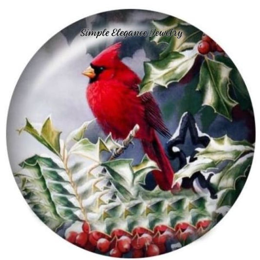 Winter Cardinal With Berries Snap Charm - Snap Jewelry