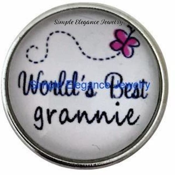 Worlds Best Grannie Snap 20mm for Snap Charm Jewelry - Snap Jewelry