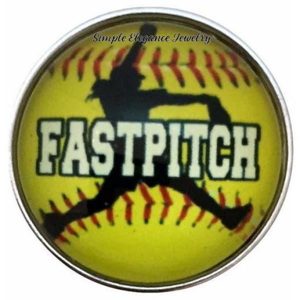Yellow Fast Pitch Girls Softball Snap 20mm for Snap Jewelry - Snap Jewelry