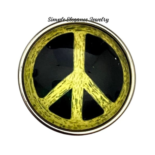 Yellow Peace Sign 20mm - Snap Jewelry