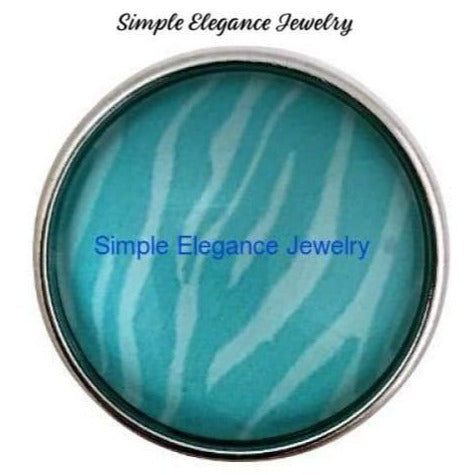 Zebra Stripe Teal and White Snap 20mm - Snap Jewelry